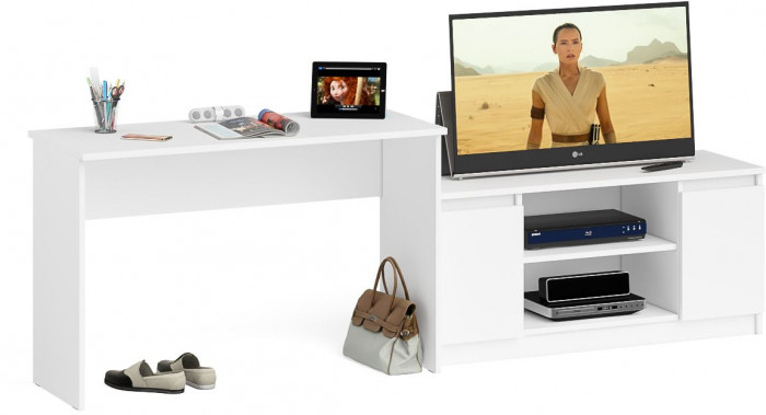 Мори письменный стол МСП1200.1 + Тумба МТВ1200.1, белый