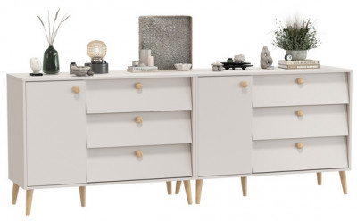 Афина Спальня Комод с дверкой и тремя ящиками х 2, кашемир серый