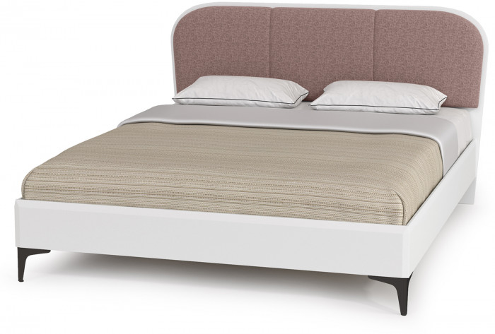 Валенсия Спальня № 34, цвет ЛДСП белый шагрень/МДФ белый шагрень/ткань велутто 19, ортопед есть, сп. м. 1600х2000 мм., б/м