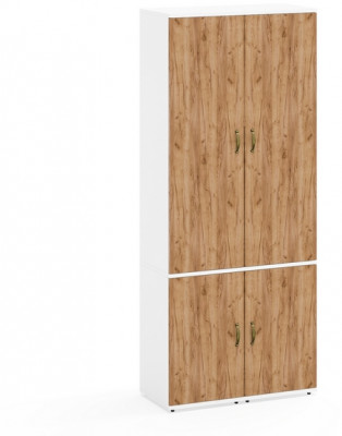 Лидер-8 Пенал МД 21Б 2 шт., цвет белый шагрень/крафт золото, ШхГхВ 80х37,5х190 см., универсальная сборка