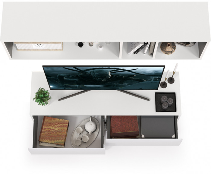 Сидней Комплектация № 001, корпус белый/чёрный/фасады МДФ белый глянец