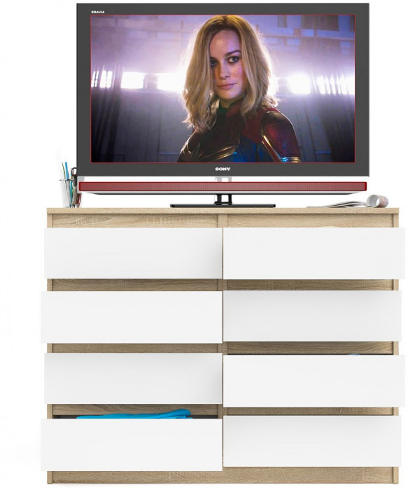 Мори Комод МК1200.8, дуб сонома/белый