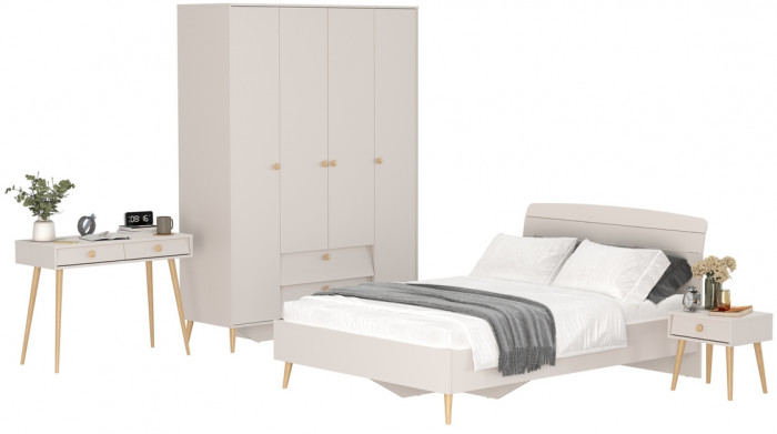 Афина Спальня 33-1400, цвет кашемир серый, сп.м. 1400х2000 мм., б/м, основание есть - фанера