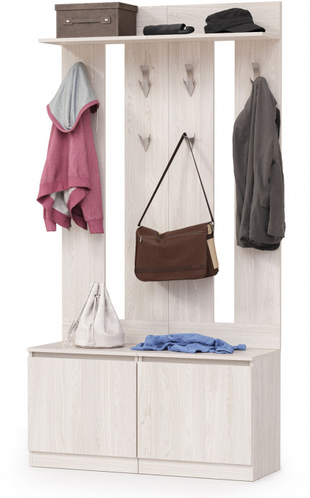 КР100 Ника прихожая № 01, цвет ясень анкор светлый, ШхГхВ 107,6х38,1х207,9 см., универсальная сборка