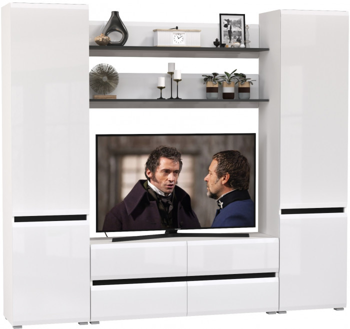 Сидней Комплектация № 067, корпус: белый/чёрный/фасады: МДФ белый глянец