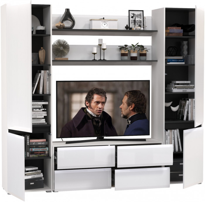 Сидней Комплектация № 067, корпус: белый/чёрный/фасады: МДФ белый глянец