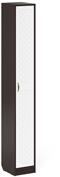 Прихожая П-6-350 Пенал, цвет венге/фасады МДФ белое дерево фрезеровка ромб, ШхГхВ 30х35х210 см., универсальная сборка