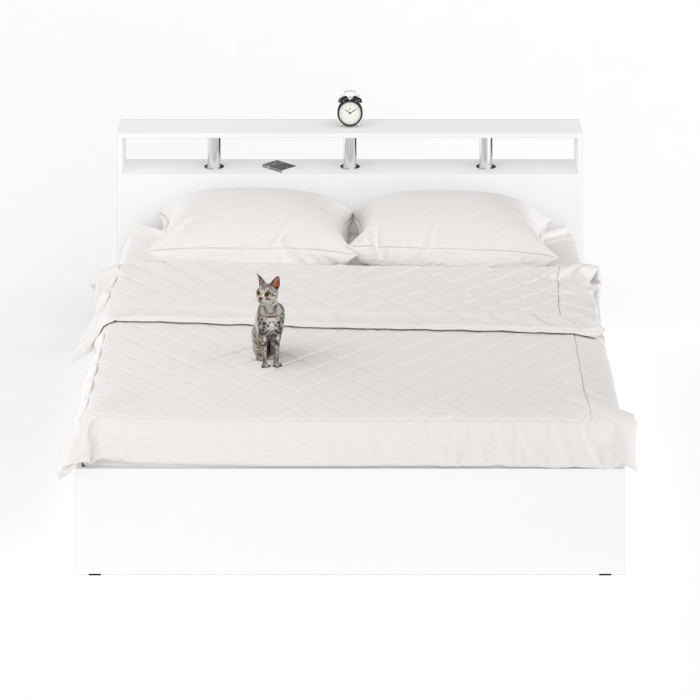 Камелия Кровать 1800, цвет белый, ШхГхВ 183,5х217х78,2 см., сп.м. 1800х2000 мм., без матраса, основание есть