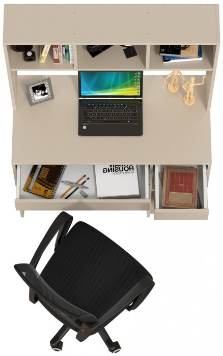 Стол компьютерный Комфорт 12.77F + кресло 103 чёрное, цвет сатин, ШхГхВ 100х49,8х147 см., универсальная сборка