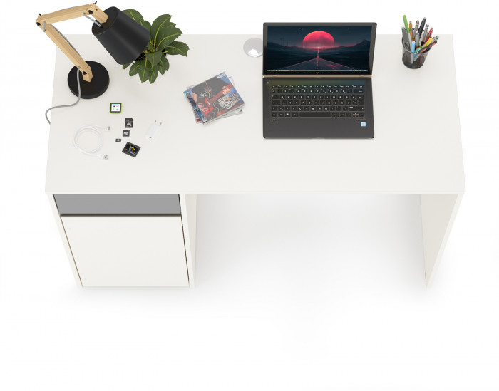 Торонто 12.149 Стол, цвет белый шагрень/стальной серый, ШхГхВ 120х53,1х75,3 см., универсальная сборка