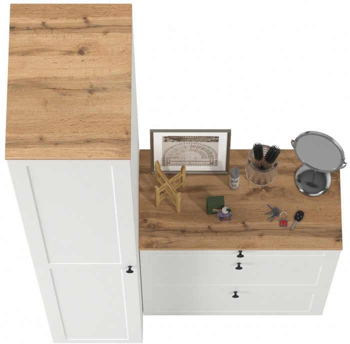 Остин Прихожая 10, белый шагрень/дуб крафт золотой