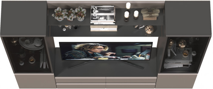 Сидней Комплектация № 068, корпус: антрацит/фасады: МДФ веллюто капучино