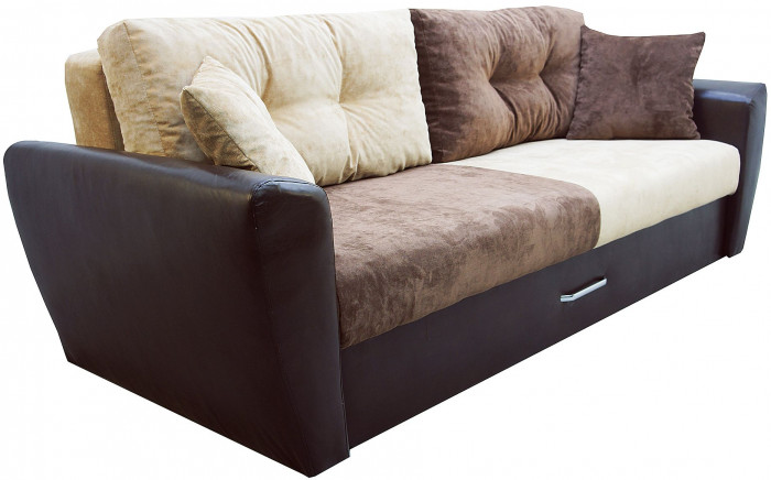 Диван-кровать Амстердам Люкс, 150х195, еврокнижка, независимый пружинный блок, велюр/экокожа, комби