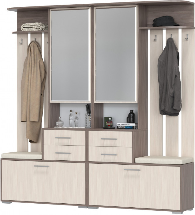 Два шкафа с вешалкой Домино 2-3431бод.тем/св, бодега тёмный/бодега светлый