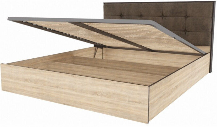 Кровать Лирика ЛК-2 велюр кофейный + основание ПМ 140