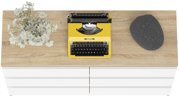 Мори Комод МК1200.6, цвет дуб сонома/белый, ШхГхВ 120,4х41х73 см.