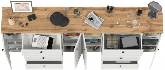 Остин 16.221 Комод + 16.221 Комод, цвет белый шагрень/дуб крафт золотой, ШхГхВ 240х41,9х99,3 см.