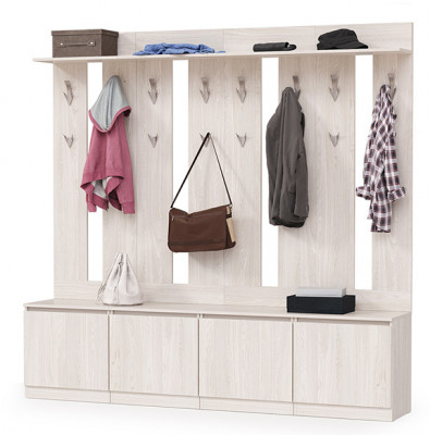 КР100 Ника прихожая № 03, цвет ясень анкор светлый, ШхГхВ 215,2х38,1х207,9 см., универсальная сборка