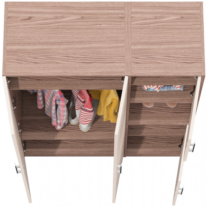 Шкаф С-МД-СК9Ш+Пенал С-МД-СК9П, цвет ясень шимо светлый/ясень шимо тёмный, ШхГхВ 113х45х160 см., универсальная сборка