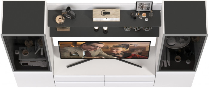 Сидней Комплектация № 068, корпус: белый/чёрный/фасады: МДФ белый глянец