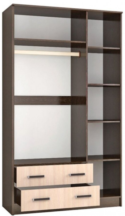 Шкаф комбинированный Лагуна 1200 с зеркалом венге/дуб молочный