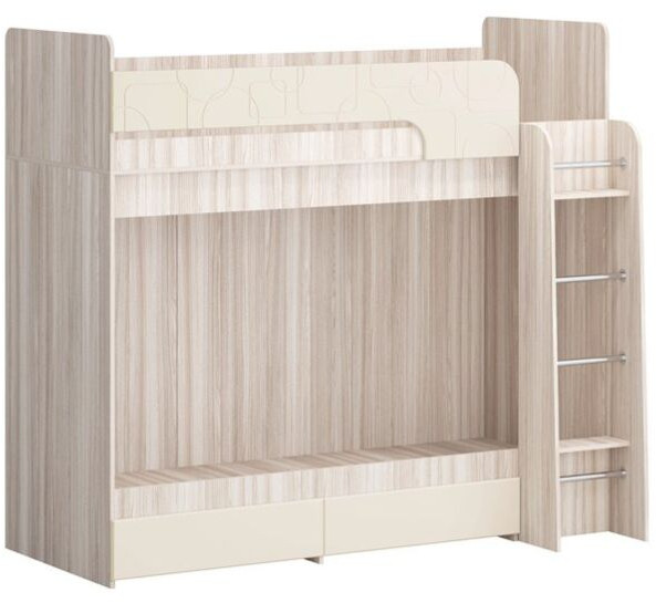 Двухъярусная кровать Бемби МДФ NEW, ясень (Ваниль глянец, Ясень шимо светлый)