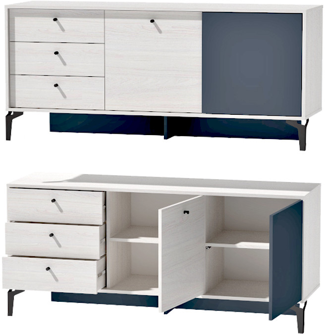 Модульная Гостиная Лион, набор 10, Ясень анкор светлый/Графит