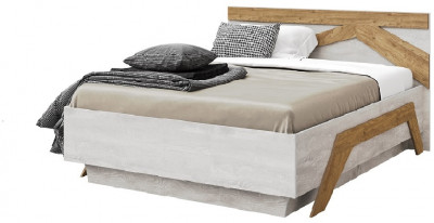 Кровать 140х200 "Скандинавия" с подъемным основанием - Бетон пайн светлый/Дуб наварра