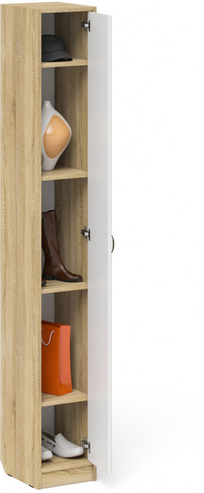 Прихожая П-6-350 Пенал, цвет дуб сонома/фасады МДФ белое дерево фрезеровка ромб, ШхГхВ 30х35х210 см., универсальная сборка