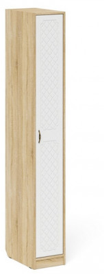 Прихожая П-6-500 Пенал, дуб сонома/фасады МДФ белое дерево фрезеровка ромб