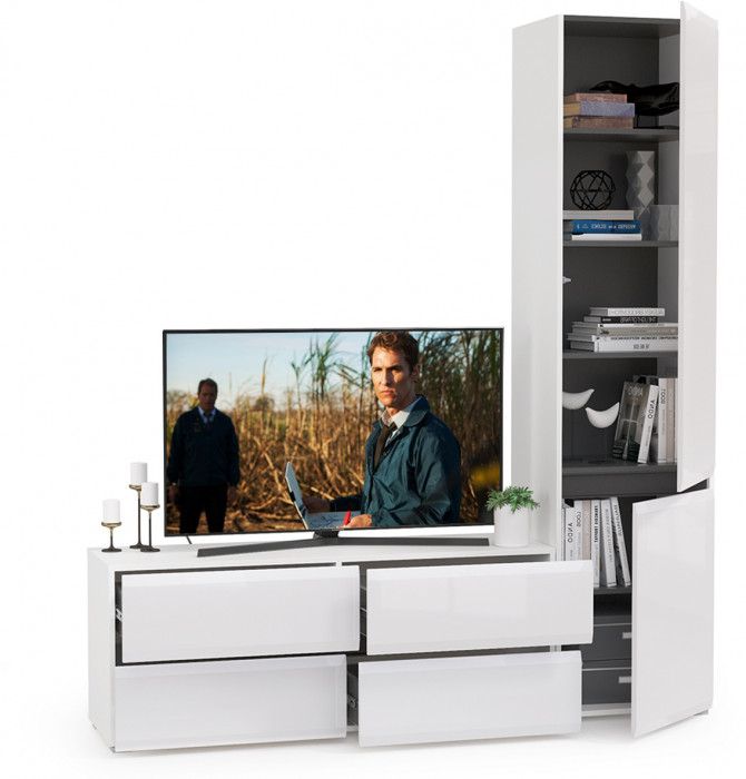 Сидней Комплектация № 005, корпус: белый/чёрный/фасады: МДФ белый глянец