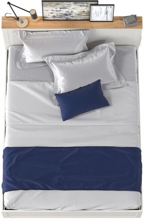 Остин 11.53 Кровать + ортопед, цвет белый шагрень/дуб крафт золотой, ШхГхВ 164,6х217,2х99,3 см., сп. м. 1600х2000 мм, б/м