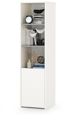 Торонто 13.13 Шкаф комбинированный, цвет белый шагрень/стальной серый, ШхГхВ 40х40,3х149,7 см., универсальная сборка