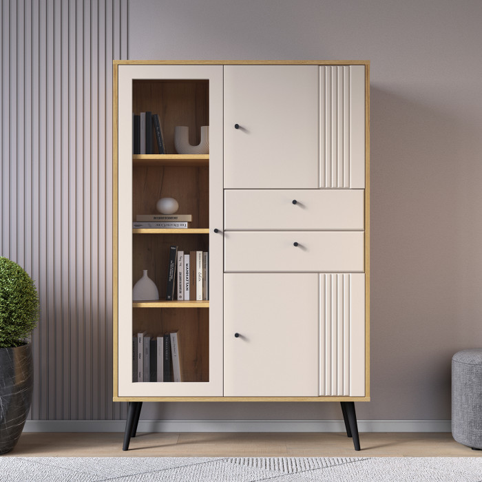 Шкаф низкий (1 стеклодверь)  Вега Саксония