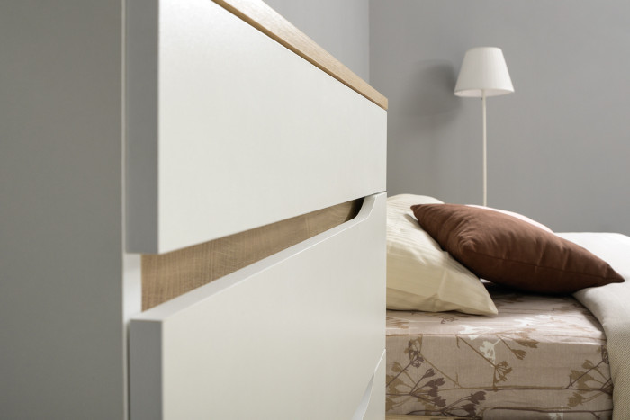 Муссон 13.198 Шкаф + 13.349 Стеллаж + 13.97 Комод + Зеркало СВК, цвет белый/дуб эндгрейн элегантный, ШхГхВ 204,6х52,3х229,8 см., НЕ универс. сб.