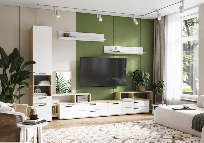 САНСА ПН-01 Пенал Фасад БЕЛЫЙ/Корпус ДУБ СОНОМА