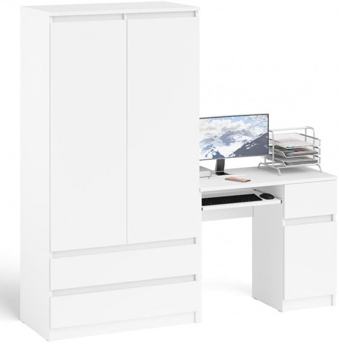 Мори компьютерный стол МС-1 правый + Шкаф МШ900.1, белый
