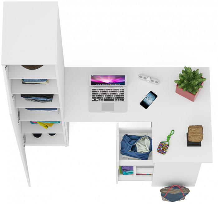 Мори компьютерный стол МС-16 правый + Пенал МШ400.1, белый