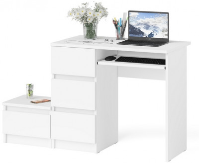 Мори компьютерный стол МС-6 левый + Тумба ТМП400.1, белый