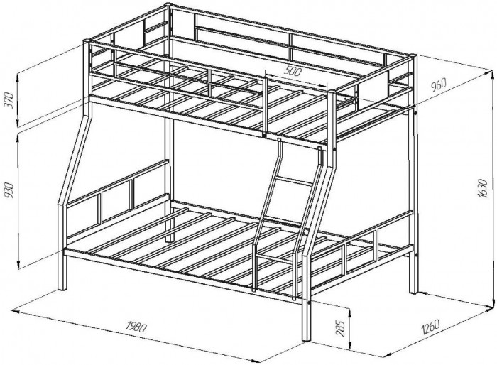 Двухъярусная кровать Гранада 1КВ (Дуб Айленд, Серый)