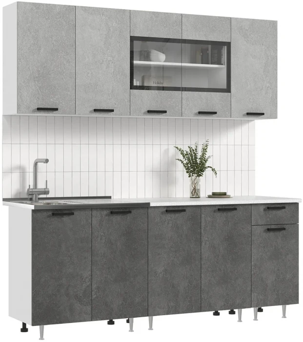 ЛДСП Кухня Рио NEW 2,0м бетон светлый/бетон темный