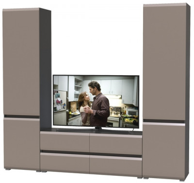 Сидней Комплектация № 007, корпус: антрацит/фасады: МДФ веллюто капучино