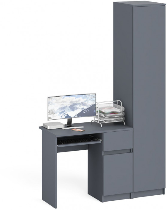 Мори компьютерный стол МС-1 правый + Пенал МШ400.1, графит