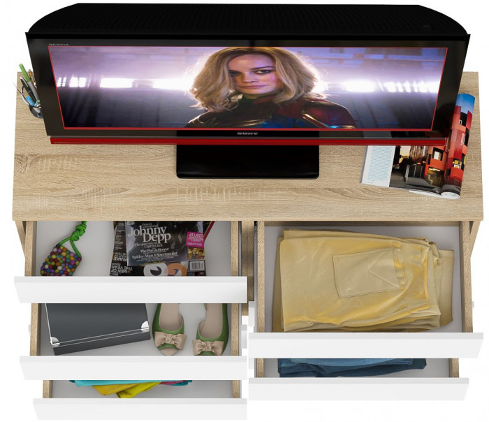 Мори Комод МК1200.8, цвет дуб сонома/белый, ШхГхВ 120,4х41х94 см.