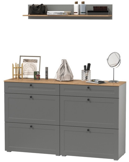 Остин Прихожая 66, цвет серый графит/дуб крафт золотой, ШхГхВ 160х41,6х160 см.