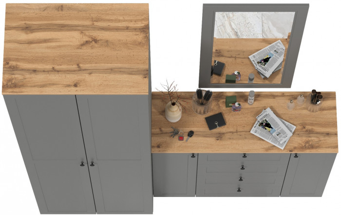 Остин Прихожая 14, серый графит/дуб крафт золотой