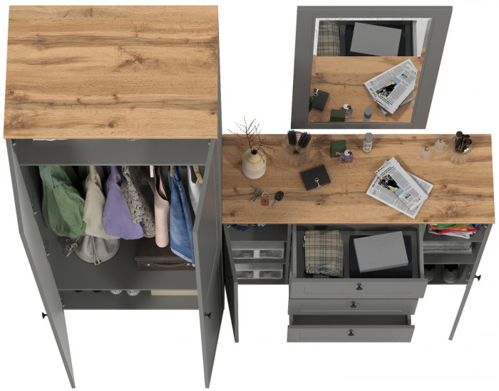 Остин Прихожая 14, серый графит/дуб крафт золотой