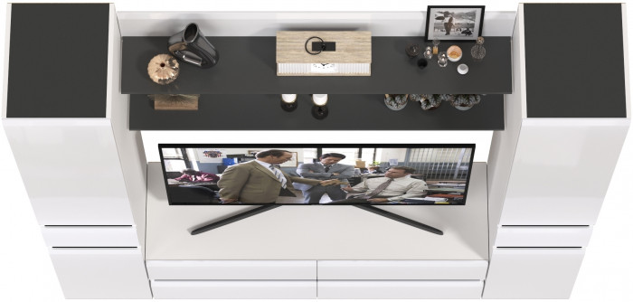 Сидней Комплектация № 070, корпус: белый/чёрный/фасады: МДФ белый глянец