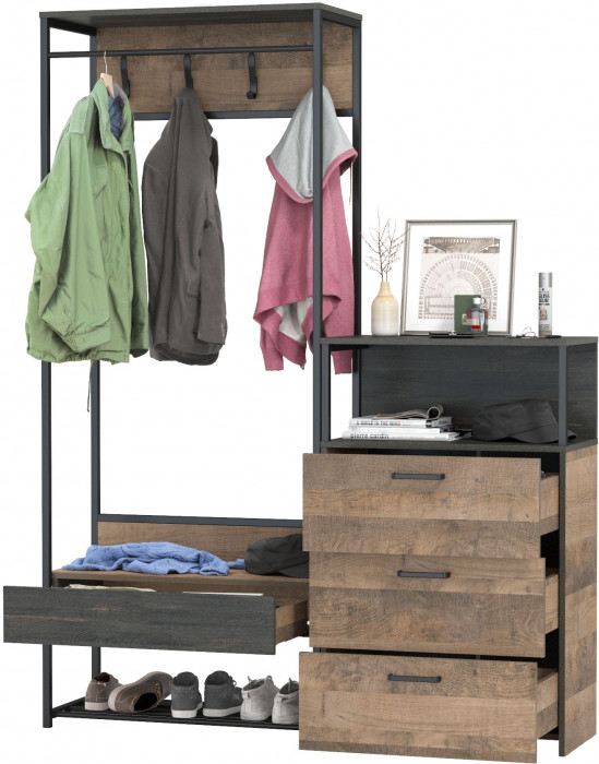 Трувор 15.120 Прихожая + 13.307.02 Комод с ящиками, дуб гранж песочный/интра
