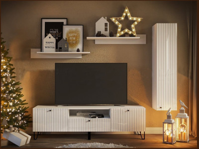 Модульная гостиная Оливия, композиция 5 (Белый, Белый глянец)